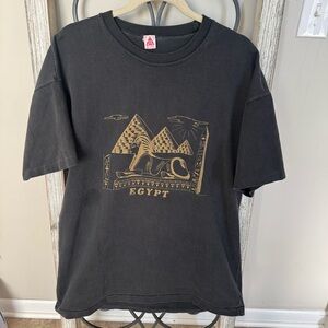 Vintage Single Stitch Made in Egypt Sphinx Pyramids Graphic T-Shirt Black XL